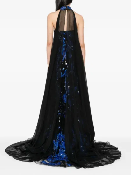 Rochie Saiid Kobeisy cu broderie de costum albastru