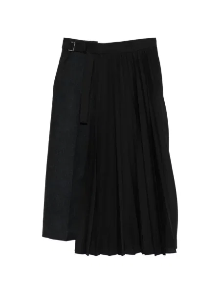 Fusta maxi Sacai cu model herringbone negru