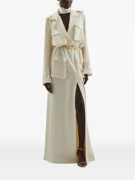 Cu centură rochie maxi Taller Marmo alb