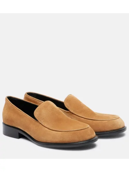 Pantofi loafer Khaite din piele de căprioară bej