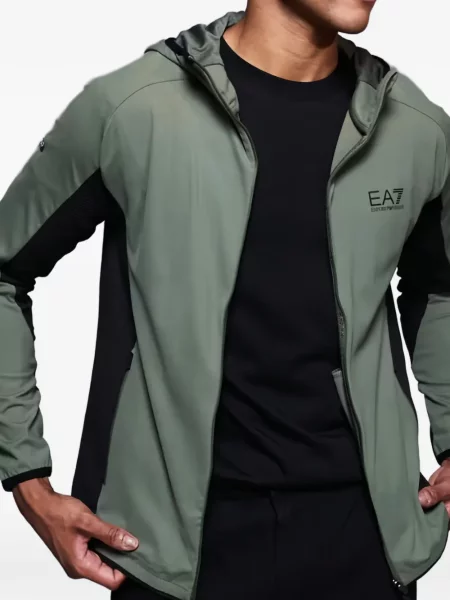 Geacă Ea7 Emporio Armani cu glugă cu imagine verde