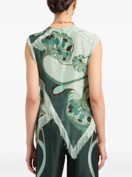 Bluzka w kwiaty La Doublej w kwiatki zielona