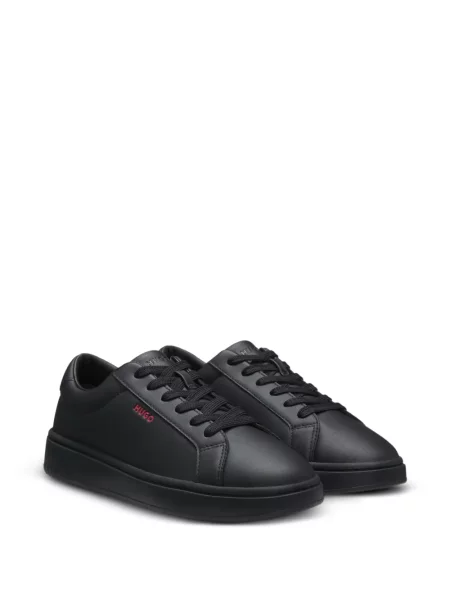 Sneakerși Boss din piele cu autograf negru