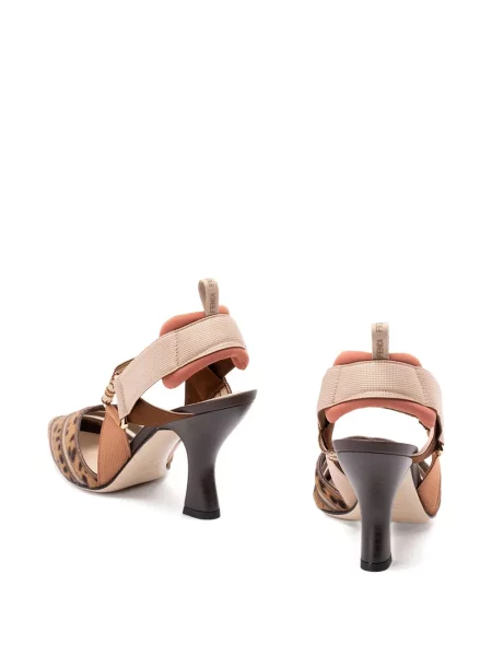 Pantofi cu toc Fendi cu imagine cu model leopard maro