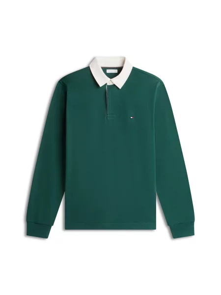 TOMMY HILFIGER Tricou ESSENTIAL verde închis alb