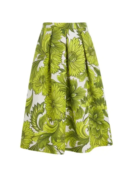 Fustă midi Lunatica Milano cu model floral tricotate cu imagine verde