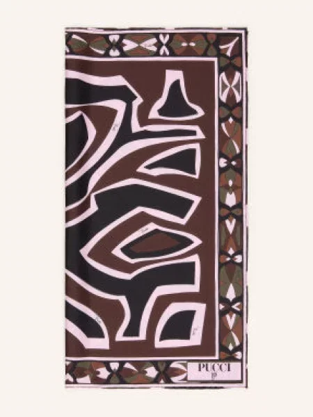 Pucci Hedvábný Šátek khaki / světle růžová černá