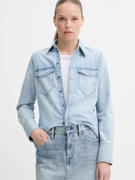 G-Star koszula jeansowa regular z kołnierzykiem klasycznym niebieski