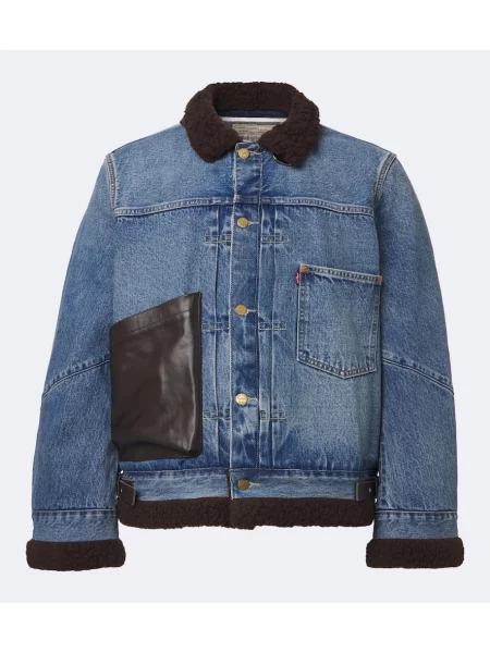 Geacă de blugi Sacai din piele albastru
