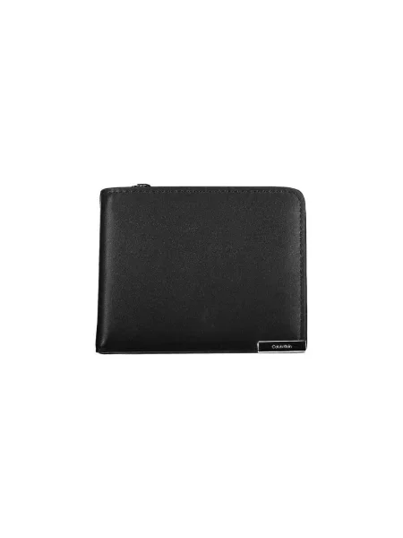Lniany portfel Calvin Klein czarny