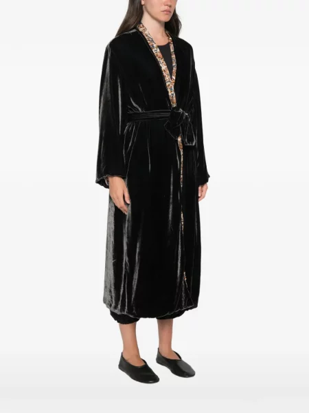 Geacă Why Ci de catifea cu model floral negru