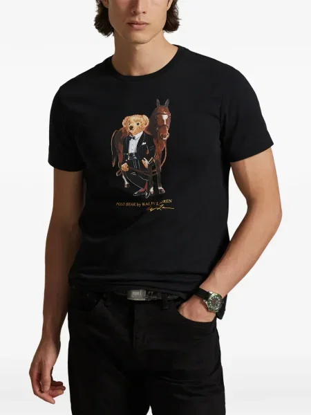 Tricou polo Polo Ralph Lauren cu dungi cu două rânduri de nasturi cu aplicații negru