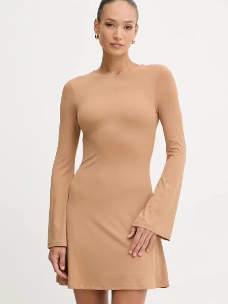 Silvian Heach sukienka KOGHO mini rozkloszowana beżowy