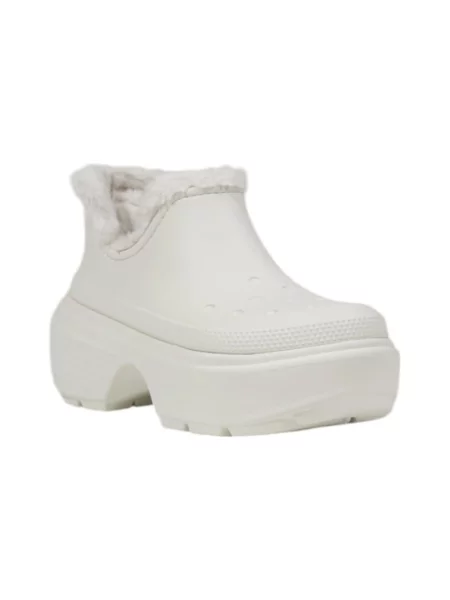 Crocs botki Stomp Lined Shorty Boot beżowy na platformie ocieplone białe