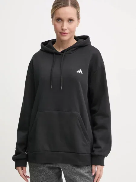 Суичър с качулка Adidas с качулка черно