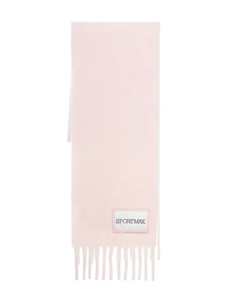 Fular Sportmax cu franjuri din lână alpaca roz
