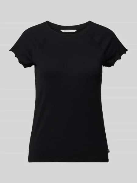 T-shirt z falistym wykończeniem Tom Tailor Denim czarna