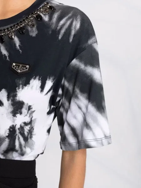 Tie dye koszulka Philipp Plein z nadrukiem biała