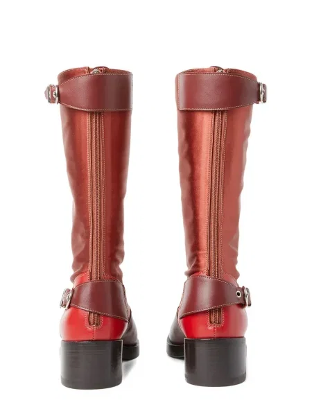 Botine Durazzi Milano din satin cu cataramă roșu