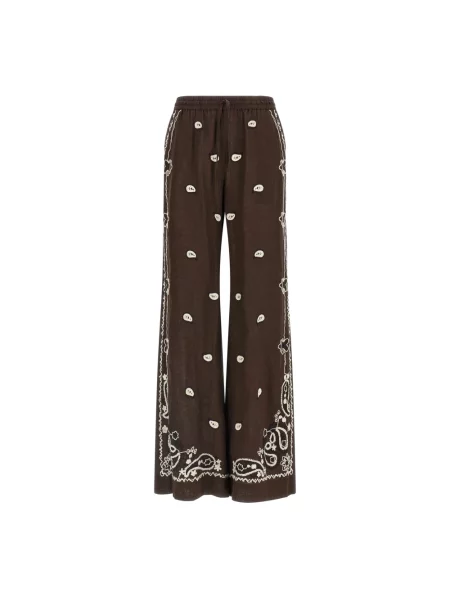 Lniane spodnie Parosh brązowe