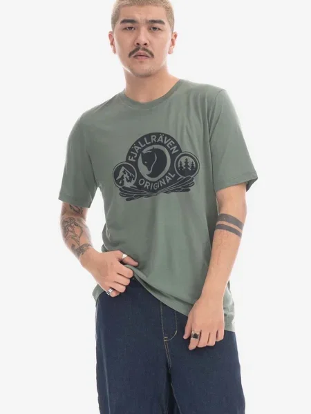 Fjallraven t-shirt Abisko Wool Classic SS z nadrukiem zielony