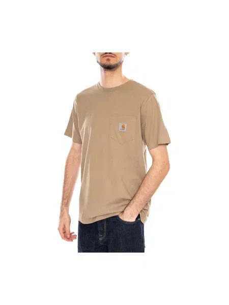 T-shirt w kroju regular fit z naszywką z logo Carhartt Work In Progress brązowa