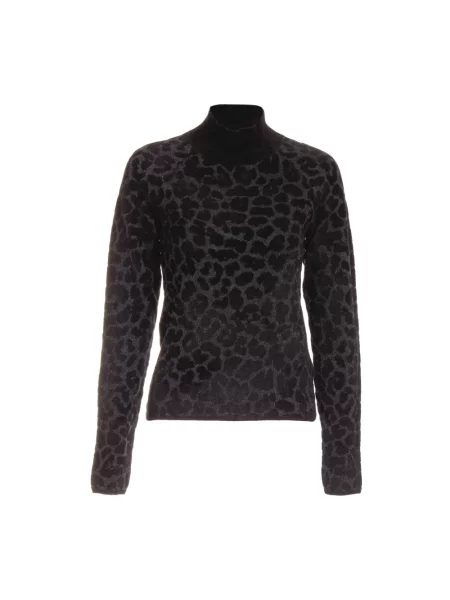 Sweter z golfem Roberto Cavalli czarny