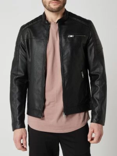 Kurtka w stylu Biker model ‘Rocky’ Jack&jones czarna