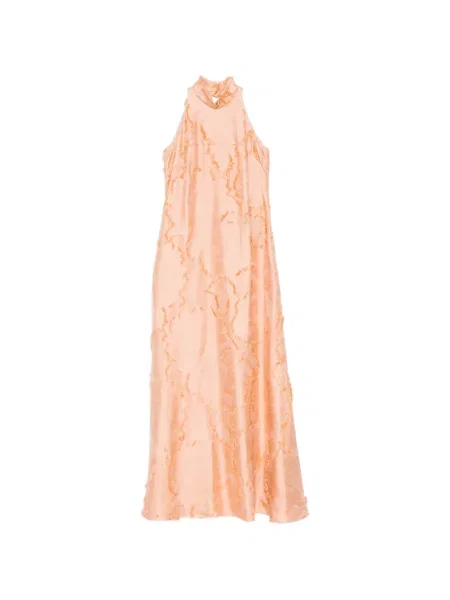 Maksi trapez sukienka maxi Amsale garniturowa pomarańczowa