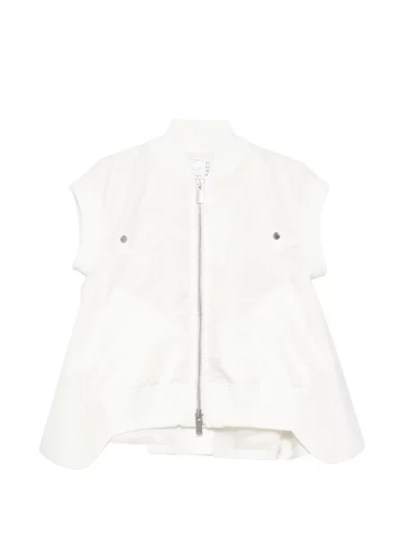 Pulover Sacai de mătase alb