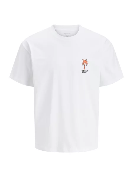 JACK & JONES Tricou JORSUN portocaliu închis / negru alb