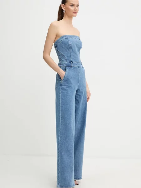 Guess kombinezon jeansowy DONNA z dekoltem okrągłym granatowy