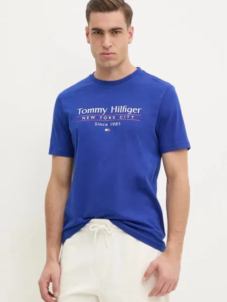 Тениска Tommy Hilfiger с принт синьо