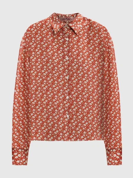 Блуза із шовку в квітковий принт Ermanno Scervino червона