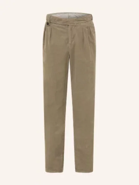 Brunello Cucinelli Kordové Kalhoty Extra Slim Fit khaki