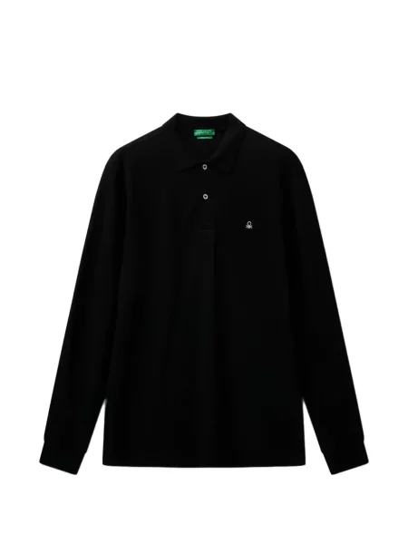 Lung tricou polo Benetton cu autograf negru
