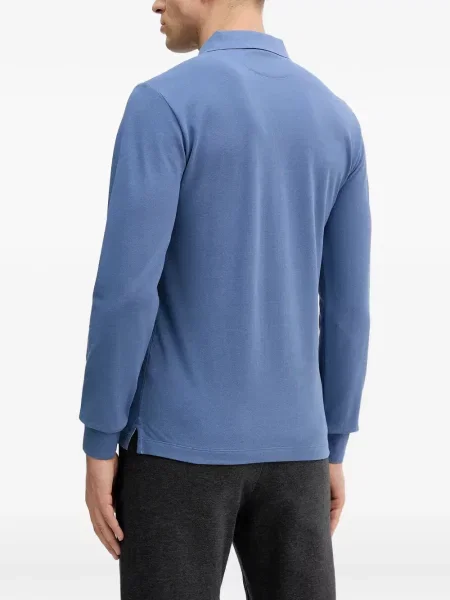 Polo Hackett cu broderie lung albastru
