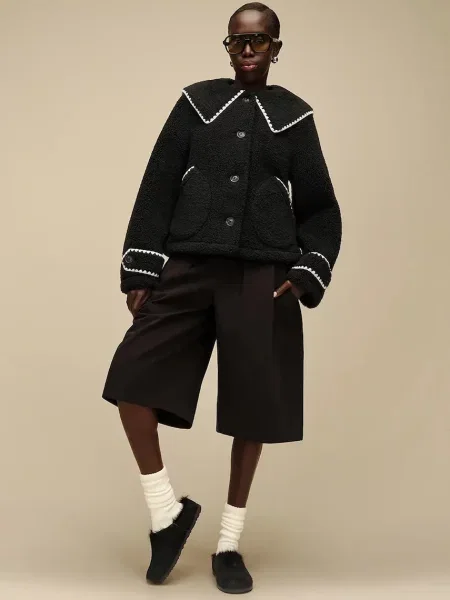 UGG чехли сабо дамски от кожа W Otzo Calf Hair Clog черно