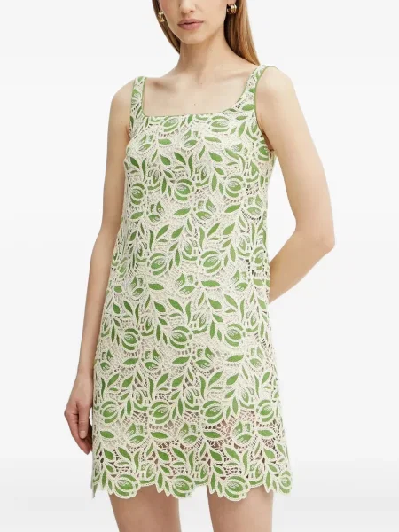 Rochie mini Luisa Spagnoli cu model floral din dantelă de costum verde