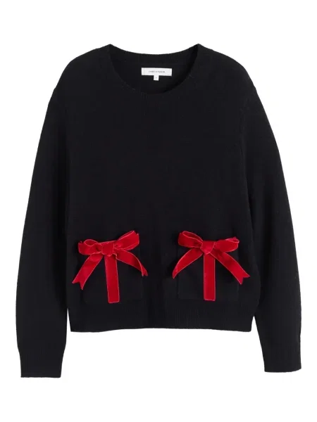 Pulover Chinti & Parker cu funde de catifea negru