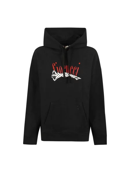 Bluza z kapturem Fiorucci w grochy z kapturem z nadrukiem czarna