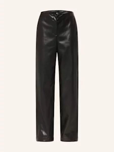 Boss Marlene Kalhoty Timiras V Koženém Vzhledu černá