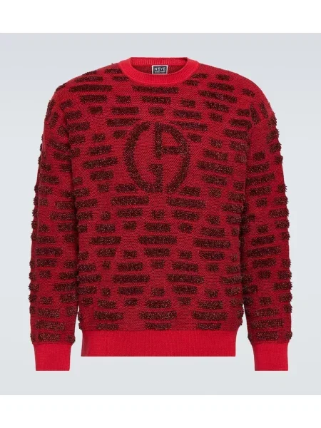 Volneni pulover Giorgio Armani z avtogramom rdeča