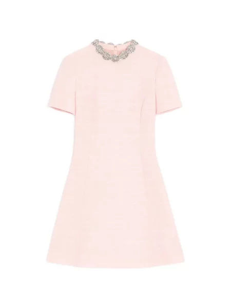 Rochie Valentino Garavani cu broderie din tweed roz