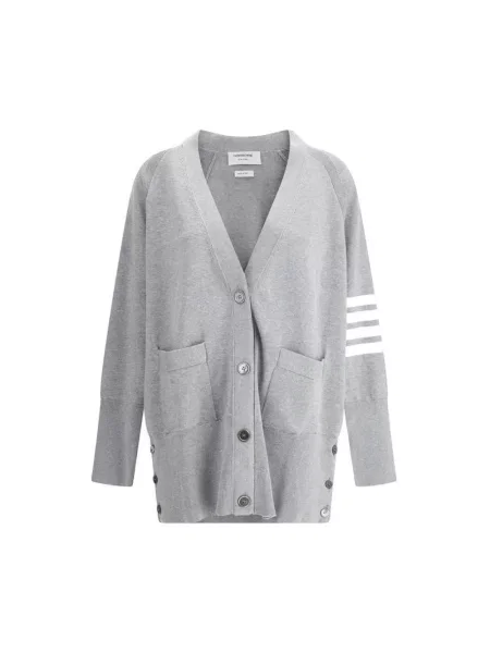 Kardigan Thom Browne z dżerseju szary