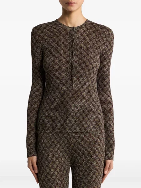Pulover Etro cu guler henley verde