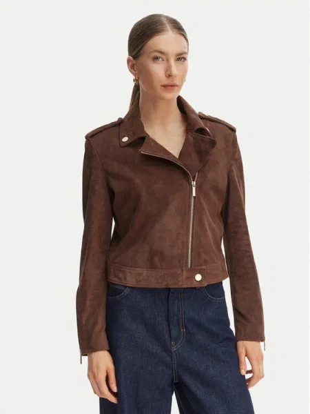 Armani Exchange Шкіряна куртка коричневий