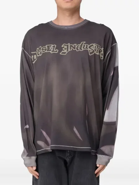 Tricou Diesel lung gri