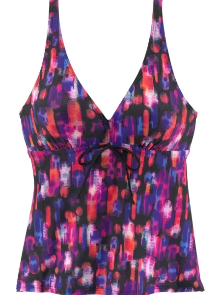 LASCANA Majica za kopanje brez rokavov temno liila / temno roza črna