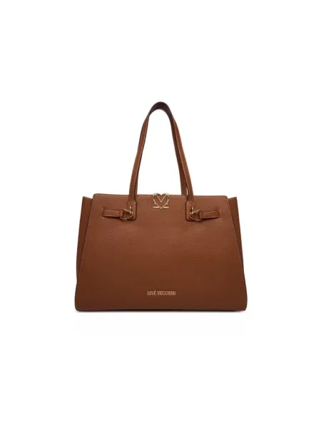 Shopperka Love Moschino z logo brązowa